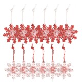 Cumpara ieftin Set 12 ornamente brad Fulgi ne Nea lemn alb rosu 13x13x1 cm (12)