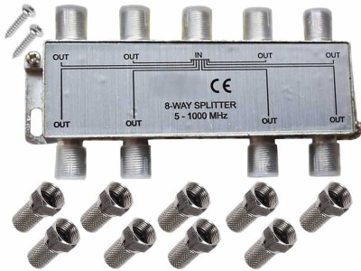 Spliter antenă TV, Active, multiplicator cablu coaxial RF, 8 Iesiri + 1 Intrare, mufe legatură incluse foto