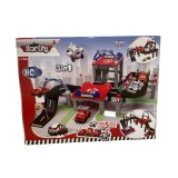 Set de asamblat Orasul Masinilor 3 in 1, cu 80 de piese si 5 masinute incluse