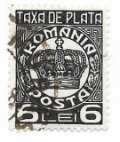 Taxa de plata - coroana, 6 L, 1938 - obliterata