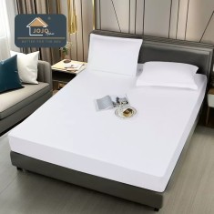 Husa de Pat Impermeabila cu Elastic +2 Fete de Perna, 180x200cm, Alb - JOJ697