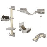 Set Mobilier Perete pentru Pisici, Platforme, Hamac, Scară și St&acirc;lpi de Scrăcătat, P&acirc;nă la 5 kg, Confortabil și Sigur | Aosom Romania