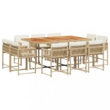 Cumpara ieftin Set mobilier de gradina cu perne, 11 piese, bej, poliratan