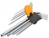 Set 9 Chei Hexagonale Tolsen, Brat Lung, Varf Sferic, CR-V, 1.5-10mm