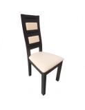 Scaun de living si bucatarie, lemn masiv fag, Eusebio, tapitat cu piele ecologica, 120 kg, 101x44x45cm, Wenge
