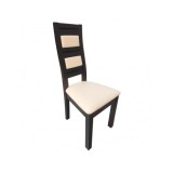 Scaun de living si bucatarie, lemn masiv fag, Eusebio, tapitat cu piele ecologica, 120 kg, 101x44x45cm, Wenge