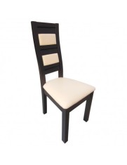Scaun de living si bucatarie, lemn masiv fag, Eusebio, tapitat cu piele ecologica, 120 kg, 101x44x45cm, Wenge