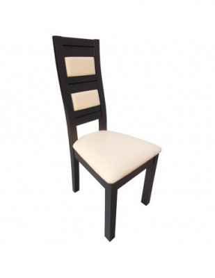 Scaun de living si bucatarie, lemn masiv fag, Eusebio, tapitat cu piele ecologica, 120 kg, 101x44x45cm, Wenge foto