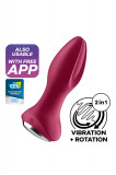 Vibrator Anal Rotator Plug 2+, Bluetooth Control, Free App, Silicon, USB, Rosu, 13 cm, Satisfyer