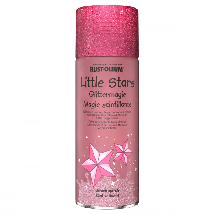 Vopsea cu sclipici mobilier si jucarii, Rust-Oleum, Little Stars, Unicorn Sparkle, Roz, 400 ml