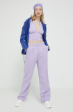 Abercrombie &amp; Fitch pantaloni din in culoarea violet, lat, high waist