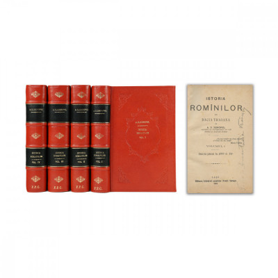 A. D. Xenopol, Istoria Rom&amp;acirc;nilor din Dacia Traiană, 12 volume colligate &amp;icirc;n 4 tomuri, 1896 foto