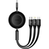 Cumpara ieftin Cablu BASEUS 3in1 Tip C la MicroUSB Lightning Tip C PD QC4.0 3,5A 1m Negru