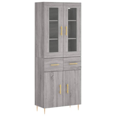 Dulap inalt, gri sonoma, 69,5x34x180 cm, lemn compozit foto