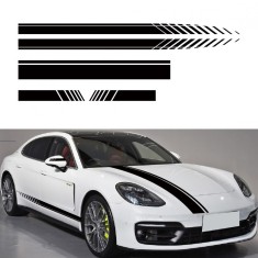 Set 5 stickere autoadezive Tuning, model &quot;Racing Stripes V1&quot;, dimensiune 190 cm, culoare Neagra