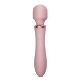Vibrator Crushious Dual Massage Wand Jinx cu Incalzire, 10 Moduri Vibratii, Silicon+ABS, USB, Roz, 21 cm