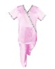 Costum Medical Pe Stil, Roz deschis cu Elastan cu Garnitură Stil Japonez, Model Marinela - 4XL, L