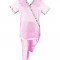 Costum Medical Pe Stil, Roz deschis cu Elastan cu Garnitură Stil Japonez, Model Marinela - 4XL, L