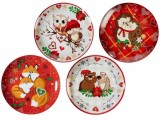 Set 4 farfurii Craciun portelan multicolor Winter Love 20.5 cm