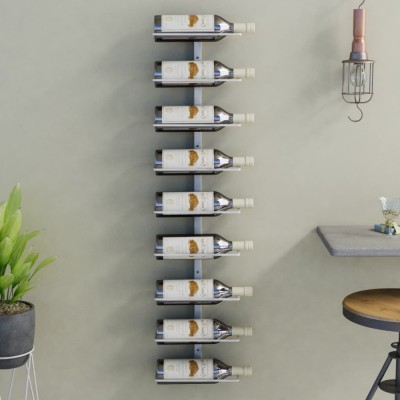 Suport sticle de vin, de perete, 9 sticle, alb, fier foto