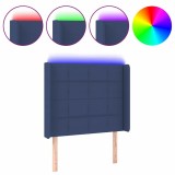 Cumpara ieftin Tablie de pat cu LED, albastru, 83x16x118/128 cm, textil