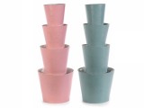 Cumpara ieftin Set 8 ghivece piele ecologica 19x16 cm, 15x14 cm, 13x12 cm, 10x10.5 cm