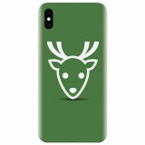 Husa silicon pentru Apple Iphone XS, Minimal Reindeer Illustration Green