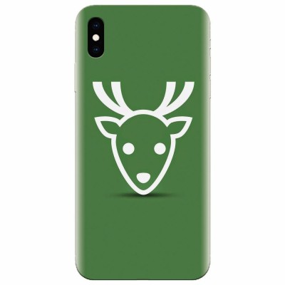 Husa silicon pentru Apple Iphone XS Max, Minimal Reindeer Illustration Green foto