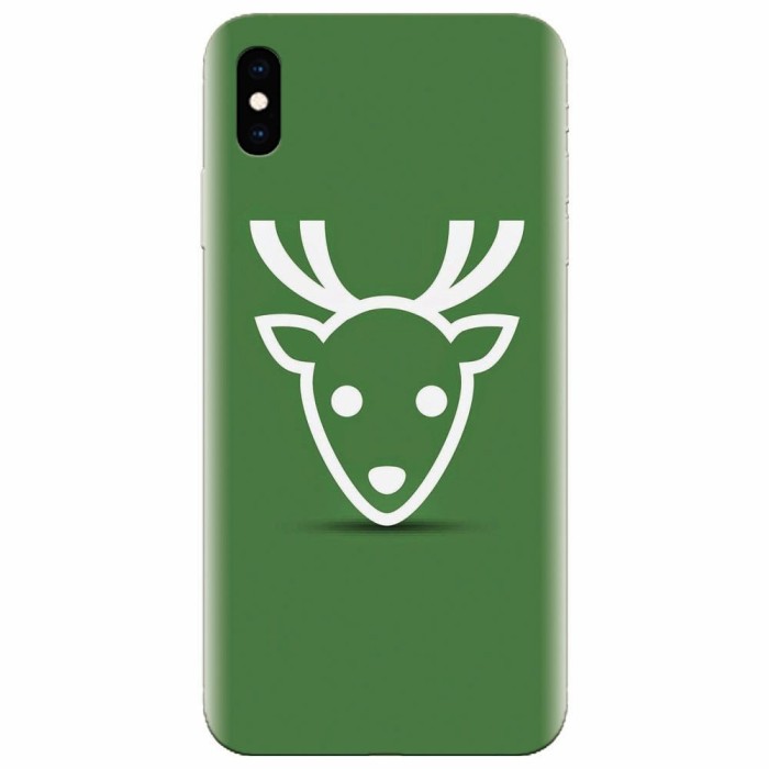 Husa silicon pentru Apple Iphone XS Max, Minimal Reindeer Illustration Green