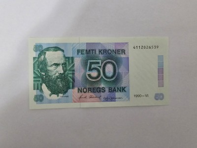 Norvegia 50 Kroner 1990 Noua foto