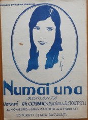 Partitura romantei Numai una, versuri G. Cosbuc, muzica de D. Stoicescu