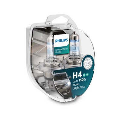 Set 2 Becuri Far H4 60 55W 12V X-treme Vision Pro 150 Philips foto