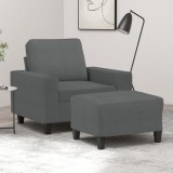 Fotoliu canapea cu taburet, gri &icirc;nchis, 60 cm, textil