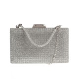Geanta plic argintie cu maner din pietre