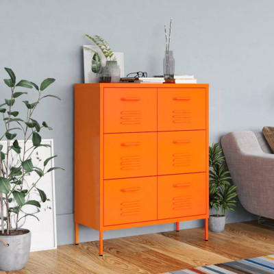 vidaXL Dulap cu sertare, portocaliu, 80x35x101,5 cm, oțel foto