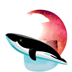 Sticker decorativ Balena, Negru, 60 cm, 7754ST foto