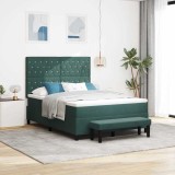 vidaXL Pat cu arcuri cu saltea Verde &icirc;nchis 140 x 190 cm Catifea 3344447