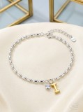 Cumpara ieftin Bratara din Argint 925 cu Initiala T Aurie si Zirconiu , Charm Personalizat si Stil Bicolor