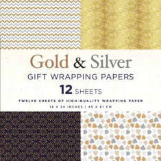 Silver & Gold Gift Wrapping Papers - 12 Sheets: 12 Sheets of High-Quality 18 X 24 Inch Wrapping Paper