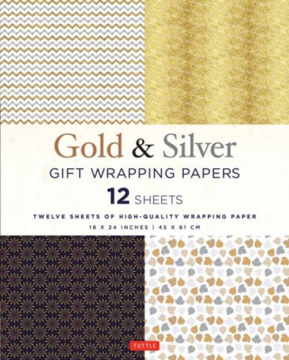 Silver &amp;amp; Gold Gift Wrapping Papers - 12 Sheets: 12 Sheets of High-Quality 18 X 24 Inch Wrapping Paper foto