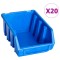 vidaXL Cutii de depozitare stivuibile, 20 buc., albastru, plastic 146284