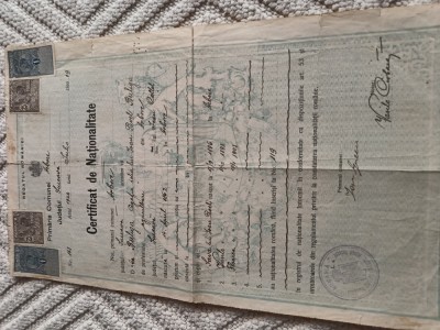 DOCUMENT FRUMOS,Certificat de Nationalitate Romana foto