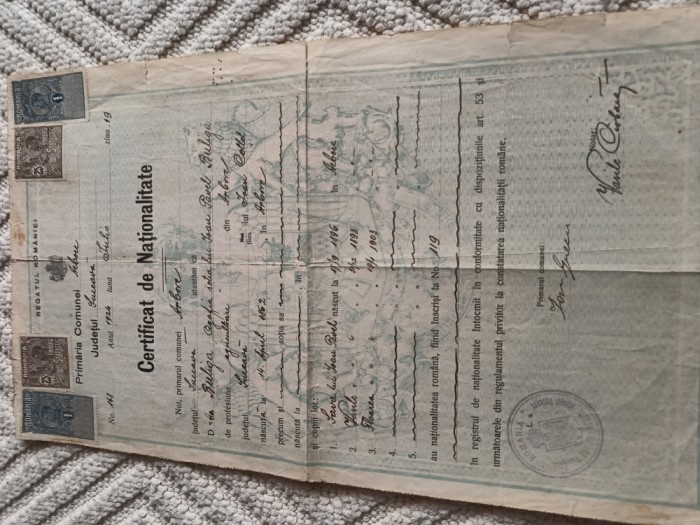 DOCUMENT FRUMOS,Certificat de Nationalitate Romana