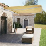 VidaXL Copertină autonomă retractabilă automat galben&amp;alb 400x350 cm