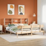 Cumpara ieftin Pat cu bibliotecă fără saltea, 200x200 cm, lemn masiv de pin