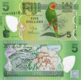 Bancnota Fiji 5 Dollars 2012 Polymer UNC, Ne流通, Oceania, Numismatica