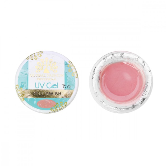 Gel UV construcție unghii, autonivelant, Global Fashion, cover, 15 g, yellowish