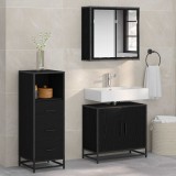 Cumpara ieftin Set de mobilier pentru baie 3 buc. Stejar Negru 65 x 33 x 60 cm
