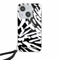 Husa pentru Apple iPhone 15, Karl Lagerfeld, IML Luxury Zebra Pattern with Strap, Neagra