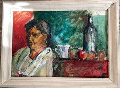 Tablou / lucrare GARABETANU Cristina Elena, 70 x 50, acrilic pe carton subtire, stampila Universitatea de Arta Bucuresti pictor roman arta romaneasca